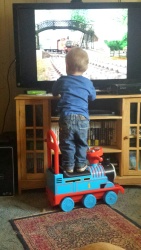 How H likes to watch Thomas the Tank